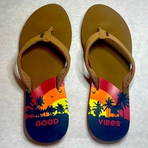 Reef flip flops size 9 Life is Good-Good Vibes